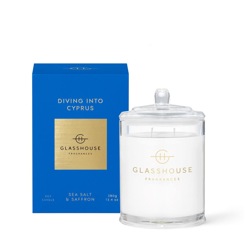 Glasshouse Fragrances Diving Into Cyprus Soy Candle 380g image number 0